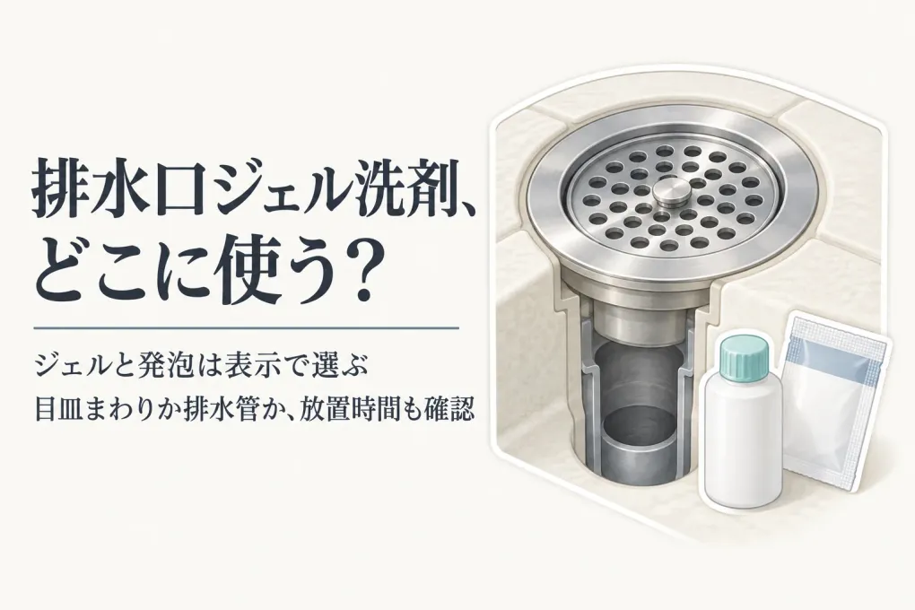 楽天の排水口ジェル洗剤と発泡洗浄剤を比較｜目皿まわりと排水管を使用場所・放置時間で分ける
